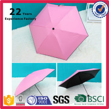 Super Tiny Fácil de llevar Tela negra de capa anti- UV Protector solar agradable 5 Bolsillo de paraguas plegable Ultra ligero para lluvia y sol